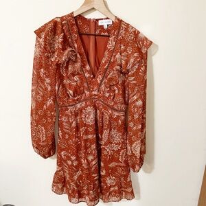Lost and Wander Floral Long Sleeve Dress Size XS Fall Casual